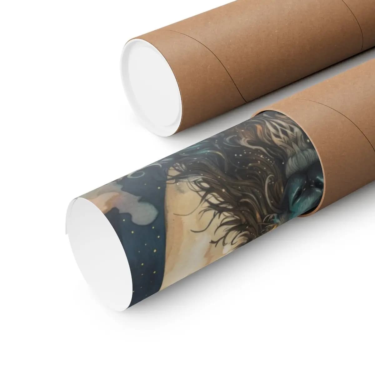 The Cosmic Stag Beneath the Golden Moon - Matte Vertical Posters mockup angle 3