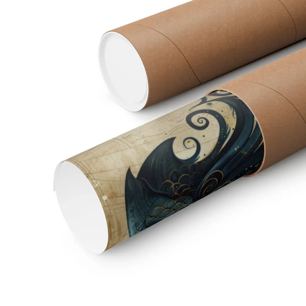 Night Dragon with Gilded Scales and Ink - Matte Vertical Posters mockup angle 3