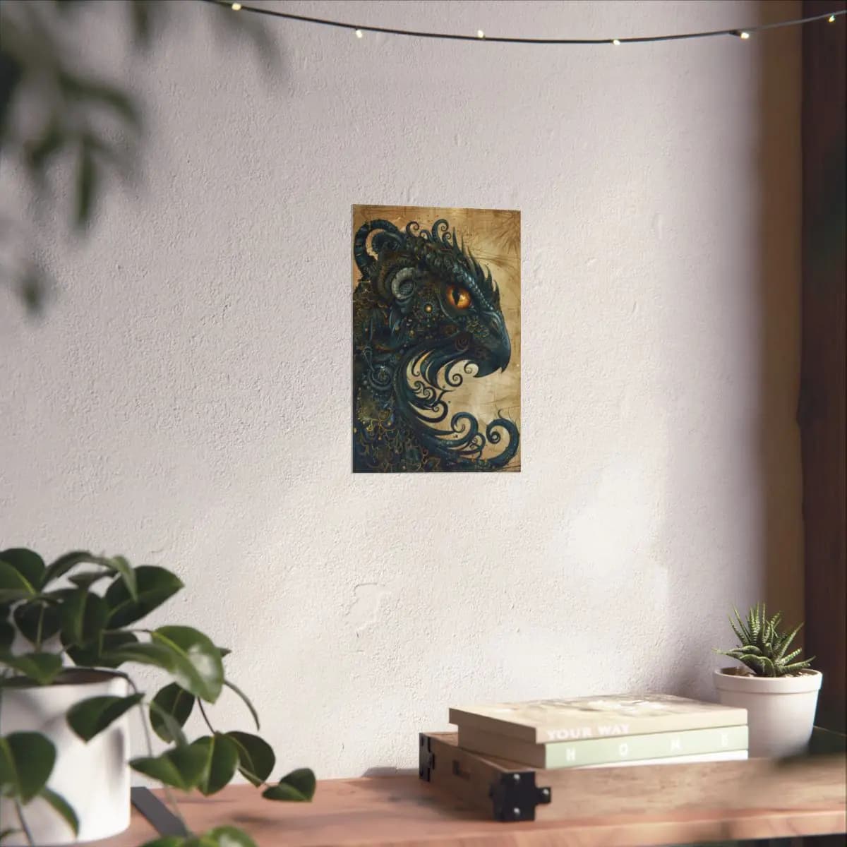 Night Dragon with Gilded Scales and Ink - Matte Vertical Posters mockup angle 6