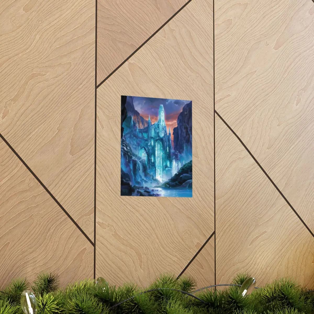 Crystal Cathedral Rising from the Canyon Depths - Matte Vertical Posters mockup angle 5