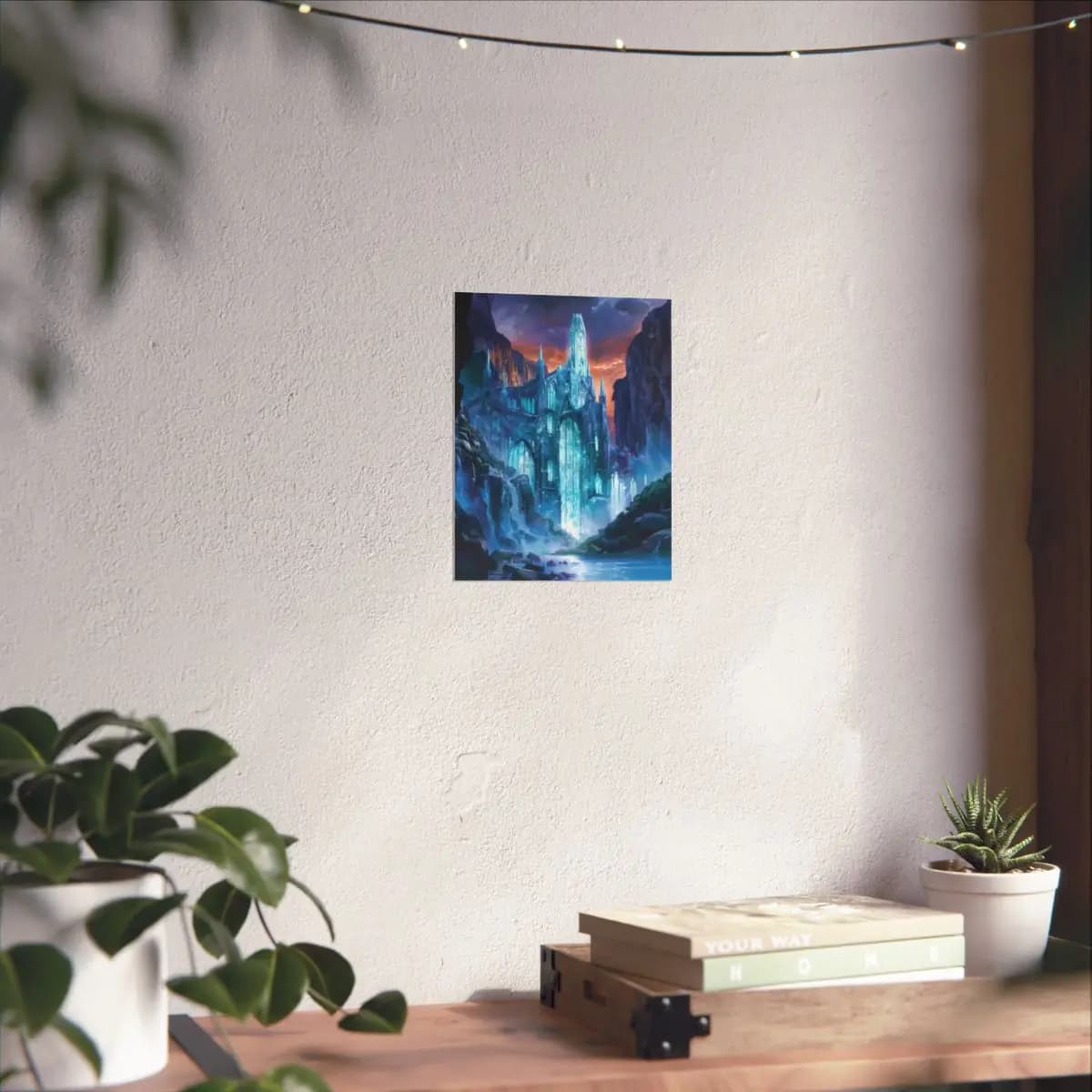 Crystal Cathedral Rising from the Canyon Depths - Matte Vertical Posters mockup angle 6