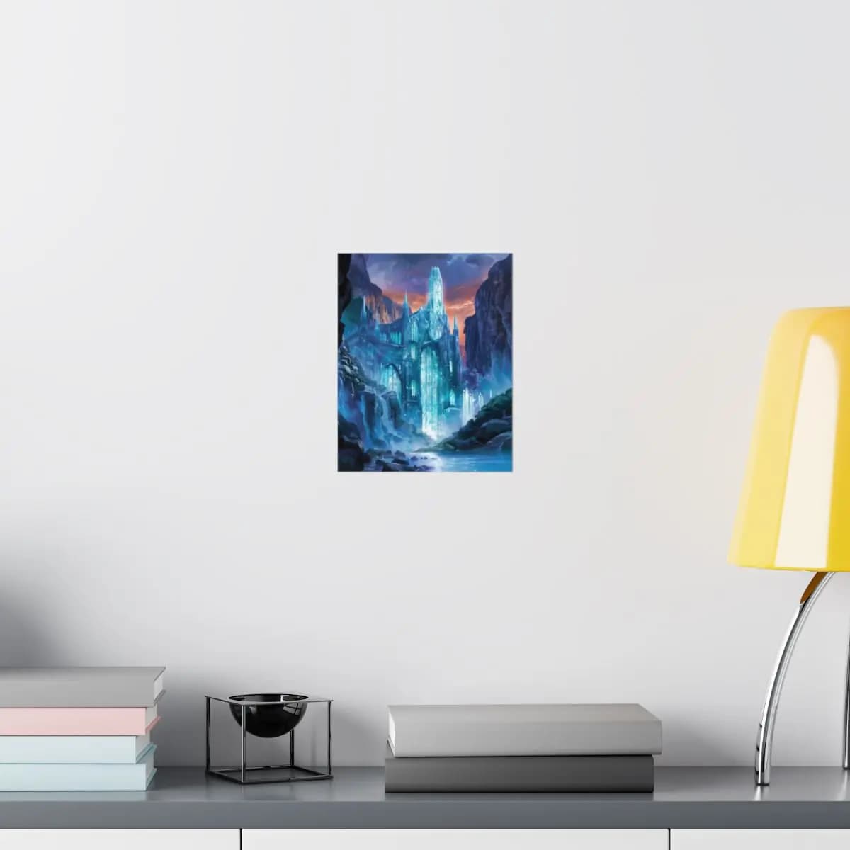 Crystal Cathedral Rising from the Canyon Depths - Matte Vertical Posters mockup angle 8