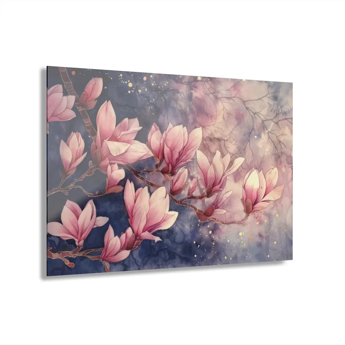 Magnolia Blossoms Against a Twilight Sky - Acrylic Prints (French Cleat Hanging) mockup angle 1