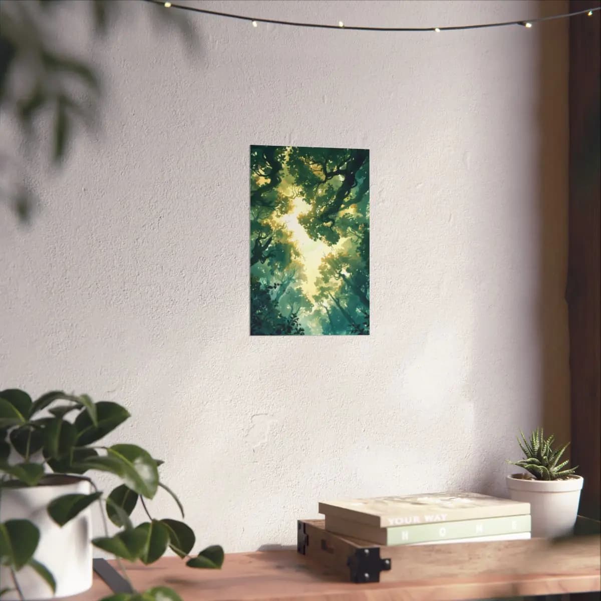 Celestial Light Through the Enchanted Canopy - Matte Vertical Posters mockup angle 6
