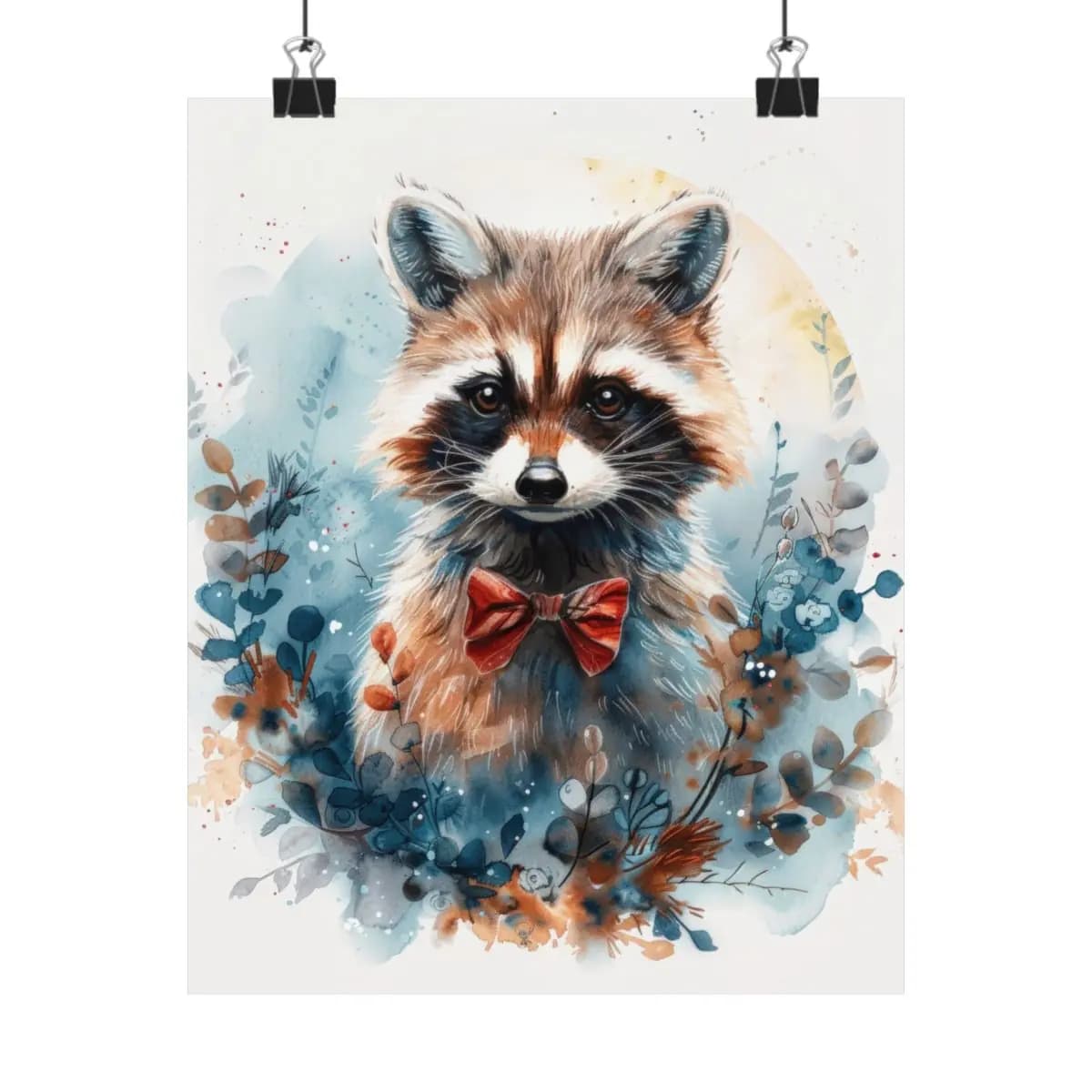 Dapper Raccoon with a Red Bow Tie - Matte Vertical Posters mockup angle 1
