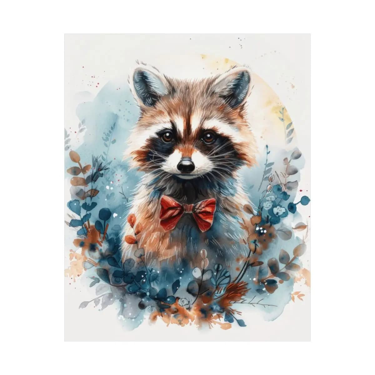 Dapper Raccoon with a Red Bow Tie - Matte Vertical Posters mockup angle 2