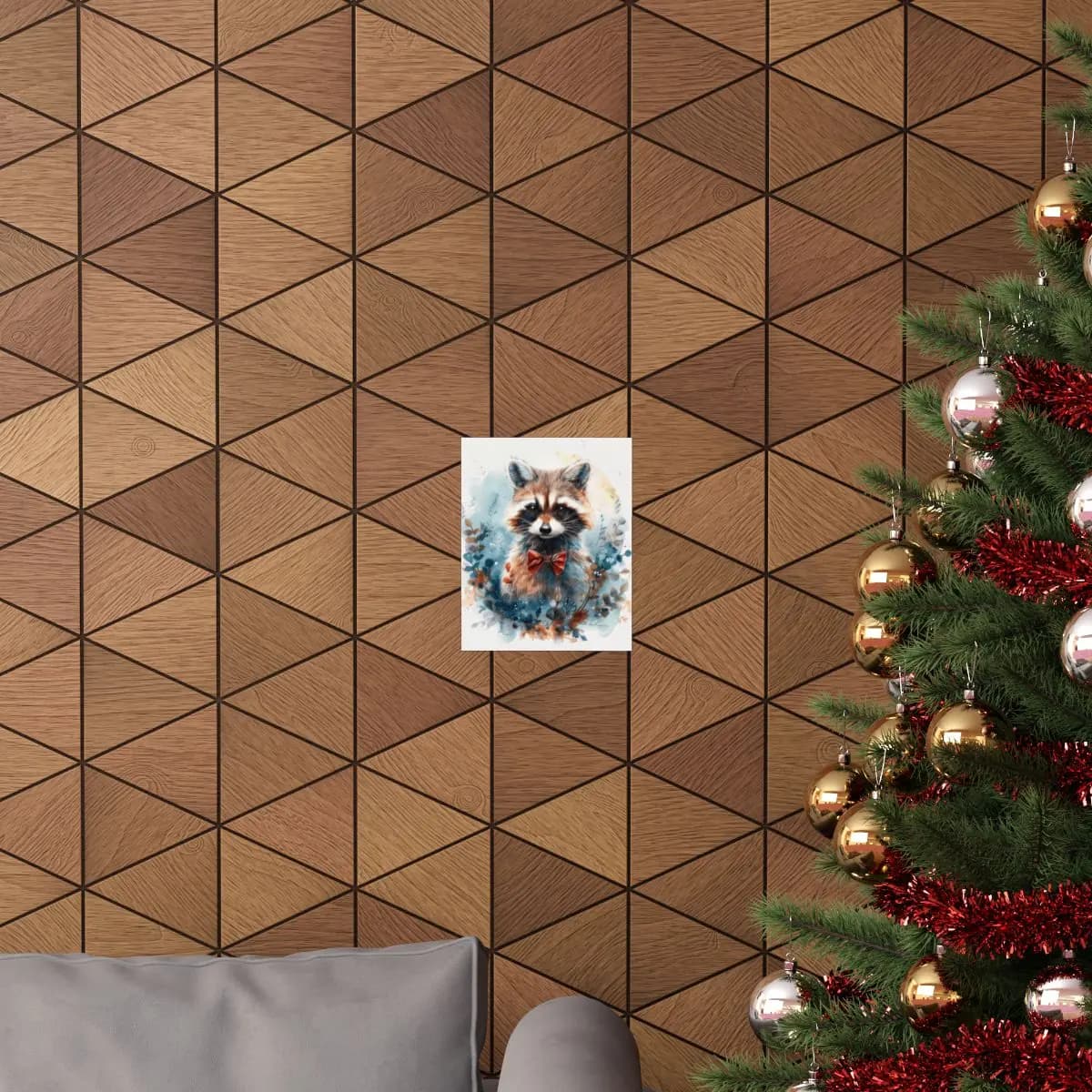 Dapper Raccoon with a Red Bow Tie - Matte Vertical Posters mockup angle 4