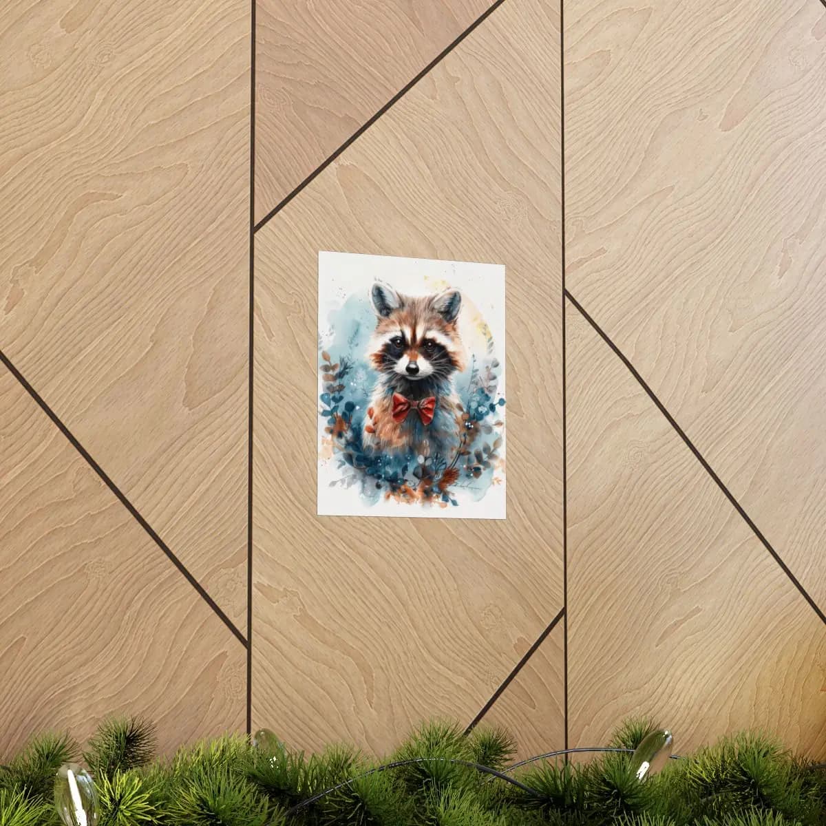Dapper Raccoon with a Red Bow Tie - Matte Vertical Posters mockup angle 5