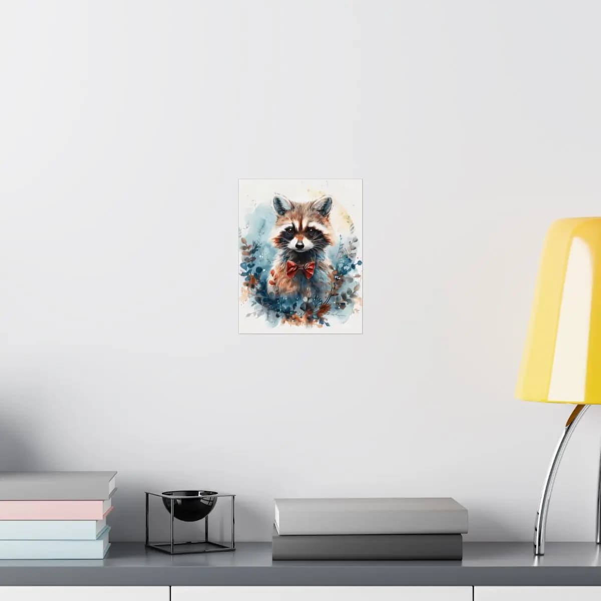 Dapper Raccoon with a Red Bow Tie - Matte Vertical Posters mockup angle 8
