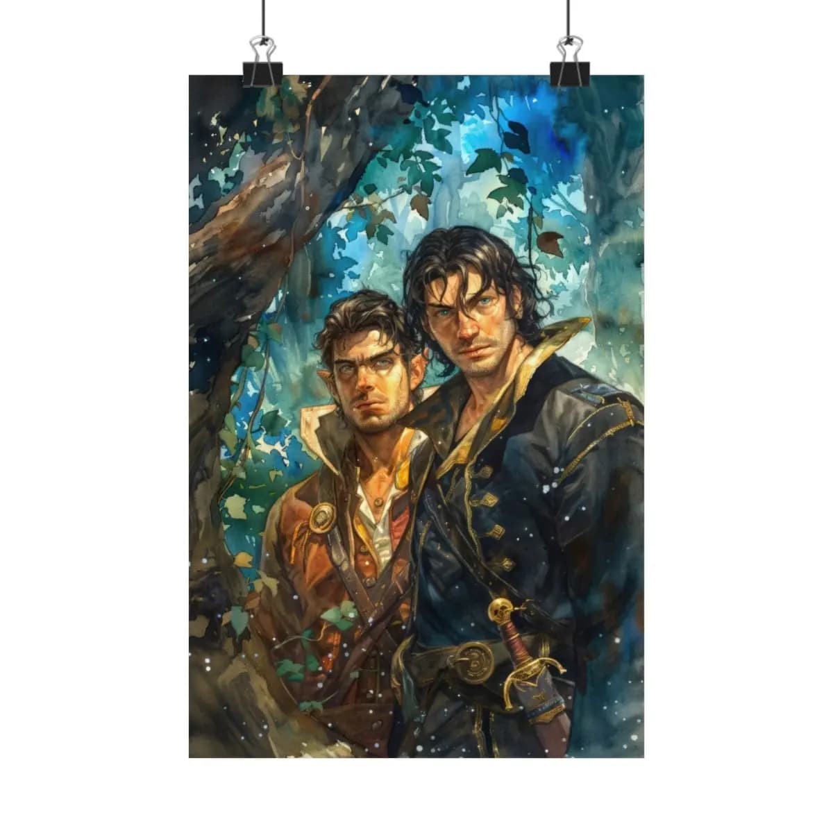 Two Adventurers in an Enchanted Forest - Matte Vertical Posters mockup angle 1