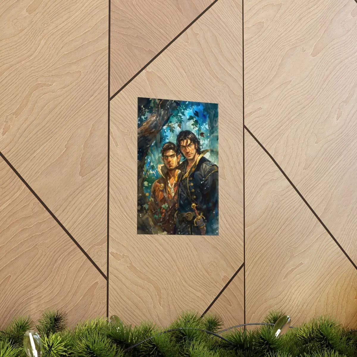 Two Adventurers in an Enchanted Forest - Matte Vertical Posters mockup angle 5