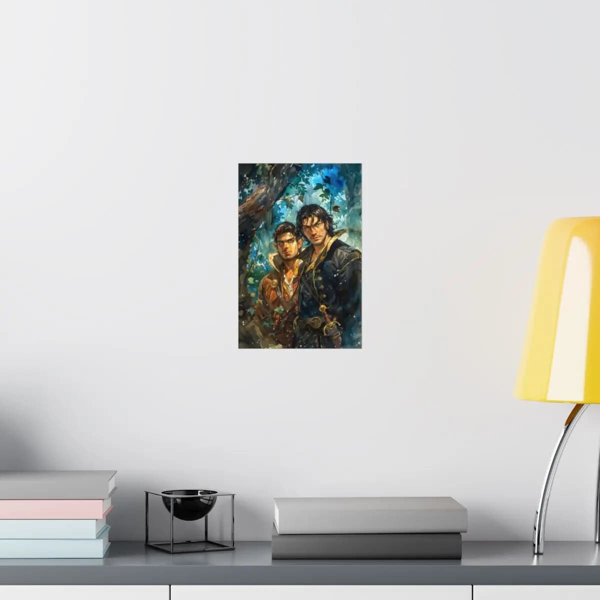 Two Adventurers in an Enchanted Forest - Matte Vertical Posters mockup angle 8