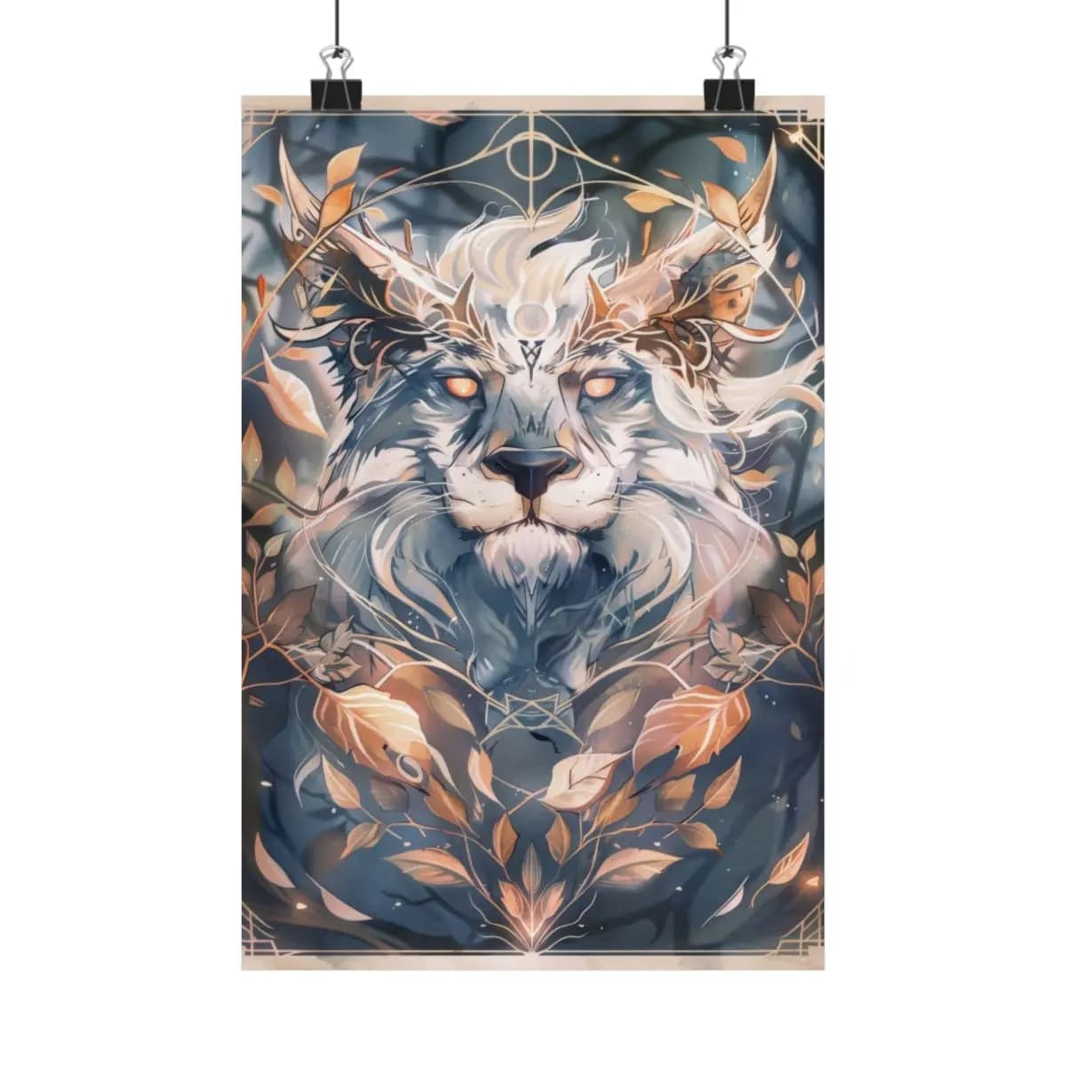The Sacred Lion with Ember Eyes - Matte Vertical Posters mockup angle 1