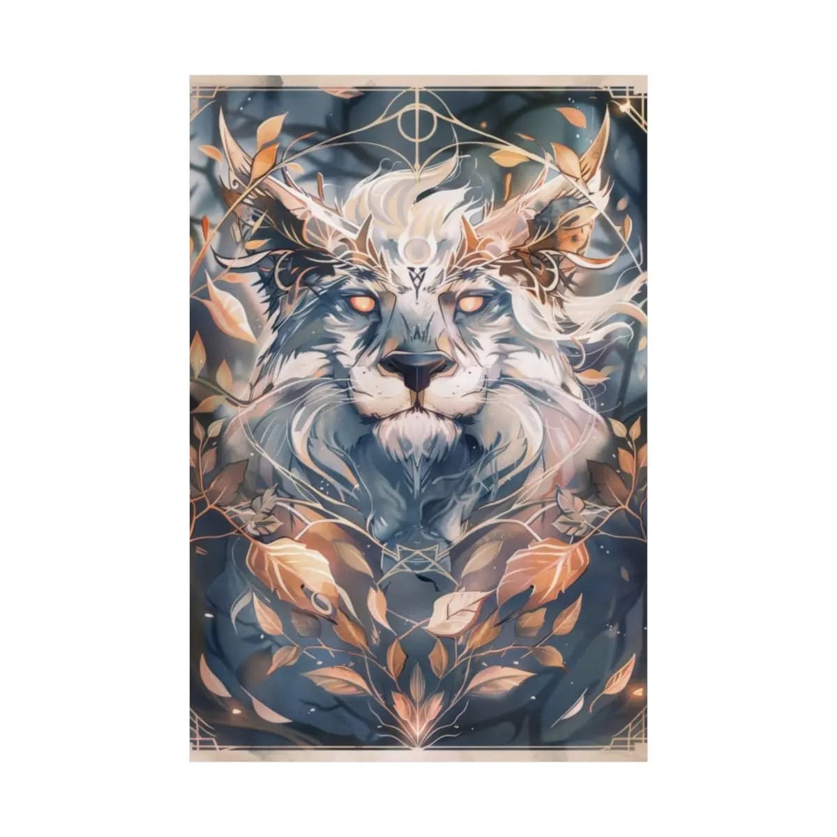 The Sacred Lion with Ember Eyes - Matte Vertical Posters mockup angle 2
