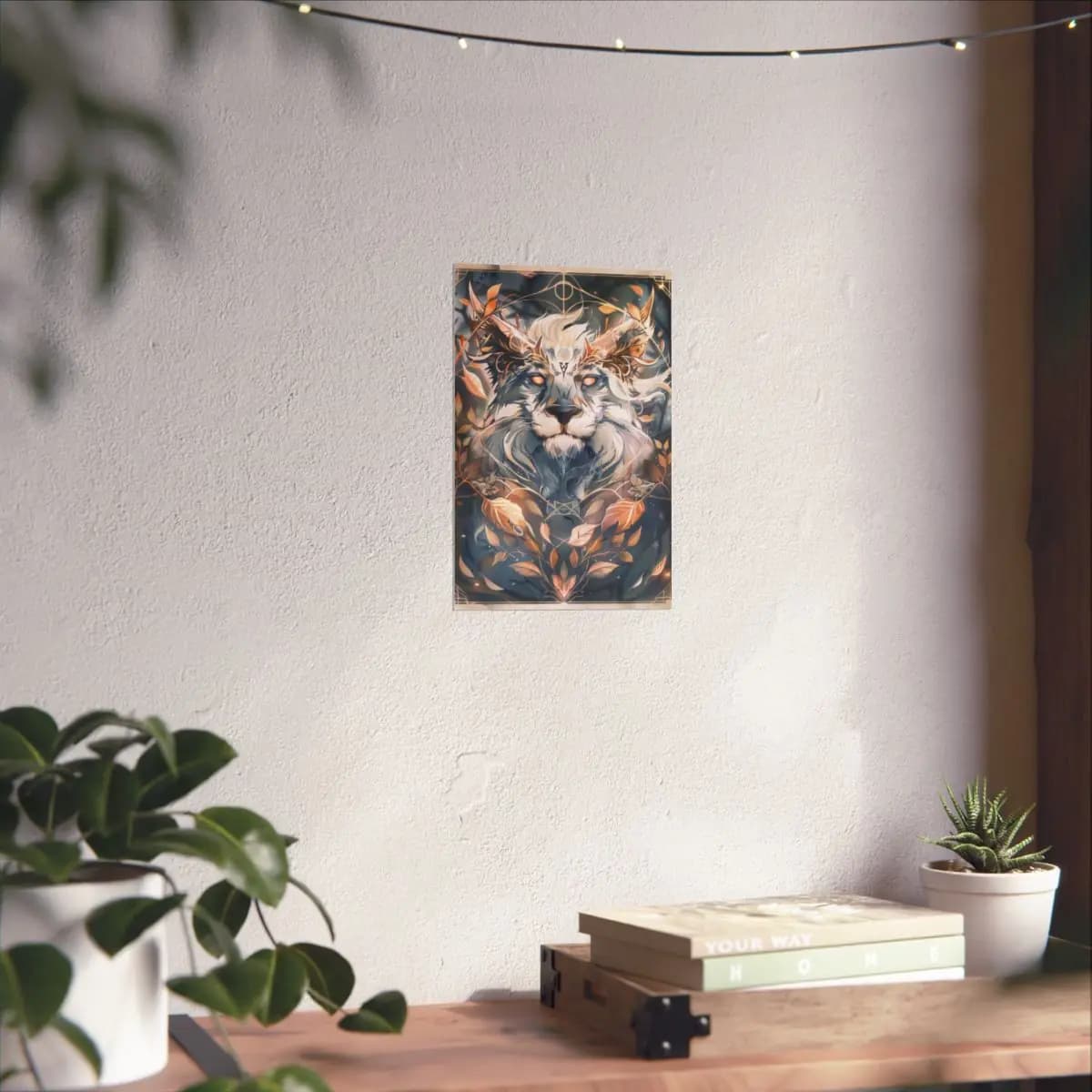 The Sacred Lion with Ember Eyes - Matte Vertical Posters mockup angle 6