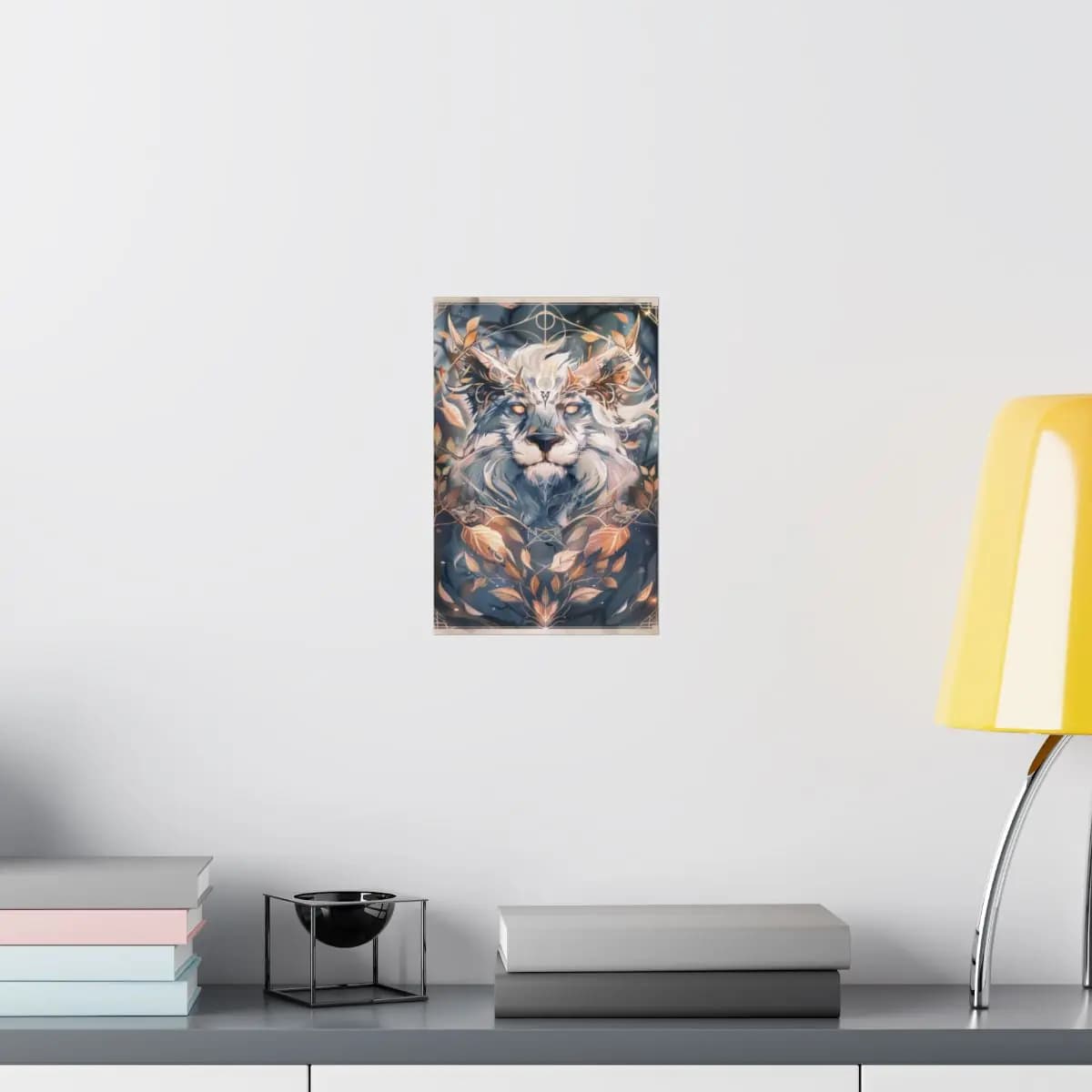 The Sacred Lion with Ember Eyes - Matte Vertical Posters mockup angle 8