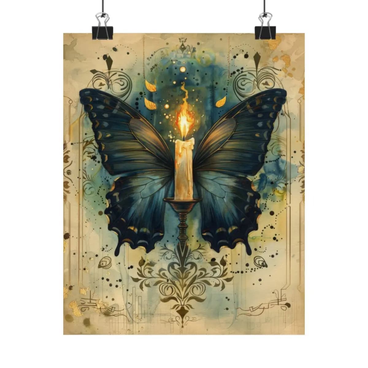 Butterfly Wings and Mystical Candlelight - Matte Vertical Posters mockup angle 1