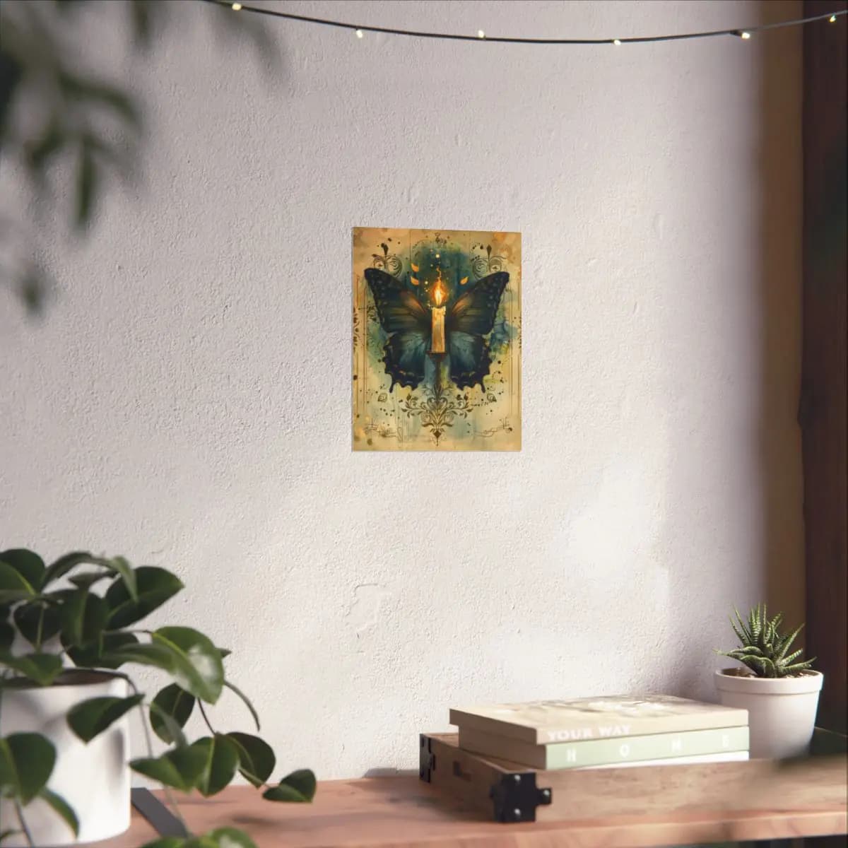Butterfly Wings and Mystical Candlelight - Matte Vertical Posters mockup angle 6