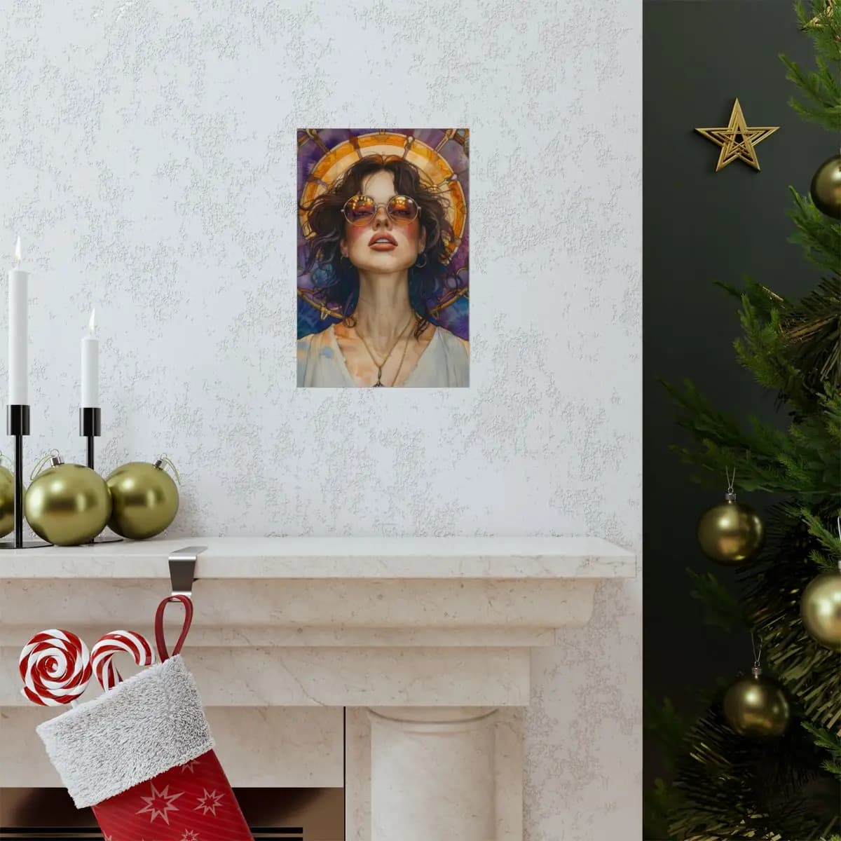 Radiant Art Nouveau Muse - Matte Vertical Posters mockup angle 7